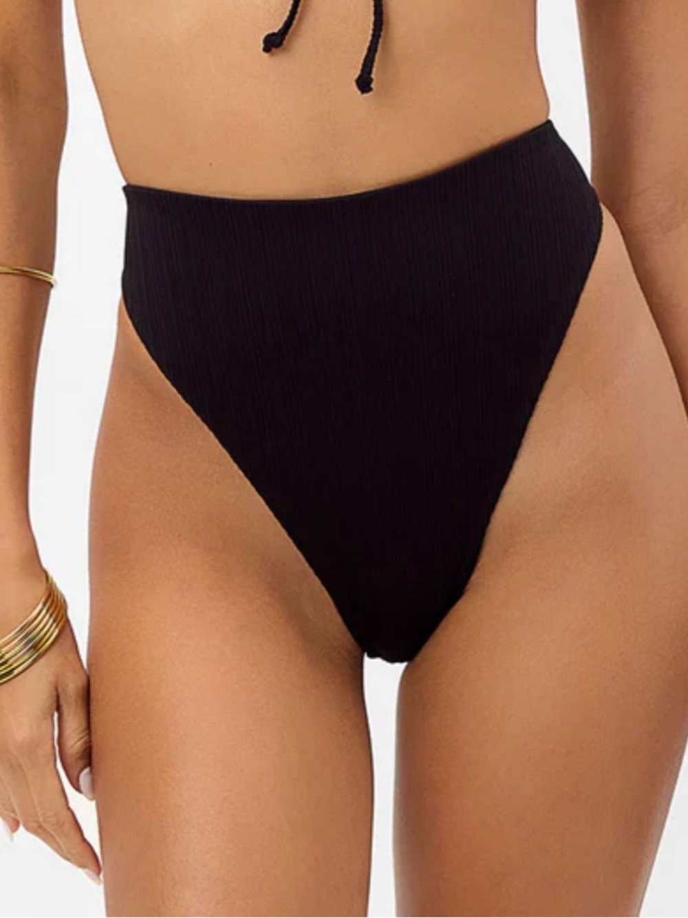 NWOT FRANKIE’S BIKINIS Anne Plissé High Waist Bikini Bottom in Black